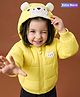 Babyoye Woven Padded Winter Jacket with Full Sleeves and Bear Applique - Yellow