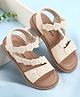 Babyoye Velcro Sandals With Floral Lace Detailing - Beige