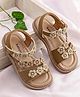 Babyoye Velcro Sandals With Floral Lace Detailing - Brown
