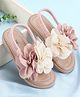 Babyoye Back Strap Sandals With Flower Applique - Fuchsia