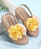 Babyoye Back Strap Sandals With Flower Applique - Golden