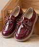 Cute Walk by Babyhug Velcro Closure Party Wear Sohes With Bow Applique - Maroon