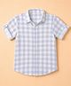 Jash Kids Cotton Woven Shirt with Half Sleeves and Gingham Checks Print - Sky Blue