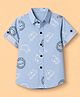 Jash Kids Cotton Woven Half Sleeves Shirt with Animal Print - Blue