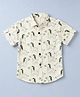 Jash Kids Cotton Woven Printed Shirt with Half Sleeves and Zebra Print - Green