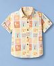 Jash Kids Cotton Woven Printed Shirt with Half Sleeves and Beach Theme Print in Rust Orange for 2-3 Years