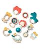 ADKD Baby Silicone Teether & Rattle Toy Set for Infants | 10 Piece Set BPA-Free Soft Chewable Sensory Toys for Newborn Babies- Multicolor