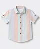 JASH KIDS Cotton Woven Striped Shirt with Half Sleeves in Green for 18-24 Months