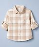 JASH KIDS Cotton Woven Full Sleeves Checked Shirt - Beige
