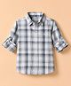 JASH KIDS Cotton Woven Shirt with Full Sleeves and Tartan Plaid Print in Grey