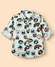 Jash Kids Cotton Woven Full Sleeves Printed Shirt with Camping and Animal Print - Mint