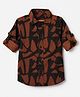 Jash Kids Cotton Woven Full Sleeves Shirt with Abstract Shapes Print - Rust Orange