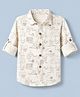 Jash Kids Cotton Woven Printed Shirt with Full Sleeves and Sports Bears Print in Khaki