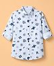 Jash Kids Cotton Woven Full Sleeves Baseball Theme Printed Striped Shirt - Light Blue