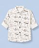 Jash Kids Cotton Woven Full Sleeves Shirts With Stationery Print - Brown & White