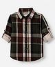 JASH KIDS Cotton Woven Checks Shirt with Full Sleeves in Green