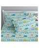 KIDS WONDERS Kids Print Flat Bedsheet in New car print With 2 Pillow Covers - Green