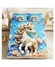 KIDS WONDERS 7D Kids Print Flat Bedsheet in New Animal Blue unicorn print With 2 Pillow Covers