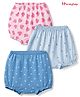 Honeyhap 100% Premium 100% Cotton Knit Striped Bloomers with Hearts Print and Bio Finish Pack of 3 - Light Pink, White, Blue