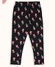 Pantaloons Junior Cotton Spandex Knit Floral Printed Leggings - Black