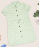 Pantaloons Junior Cotton Woven Half Sleeves Solid Shirt Style Dress - Green