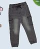 Pantaloons Junior Cotton Woven Mild Washed Cargo Style Jeans - Charcoal Grey