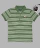 Pantaloons Junior Cotton Knit Half Sleeves Striped Polo Tee - Olive Green