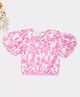 Pantaloons Junior Cotton Woven Half Puffed Sleeves Floral Printed Shirt Style Top - Pink