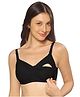 MomToBe Cotton Knit Solid  Non Padded Maternity Bra With Front Open Nursing Access - Ink Black