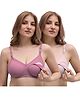MomToBe Cotton Knit Pack Of 2 Solid Maternity Bras With Front Open Nursing Access - Purple