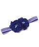 Bhoomi Collection Rhinestones  & Beads Embellished Floral Applique Detailed Headband  - Navy Blue