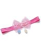 Bhoomi Collection Glittered Bow Applique & Pom Pom Detailed Headband - Dark Pink