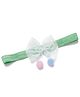Bhoomi Collection Glittered Bow Applique & Pom Pom Detailed Headband - Green
