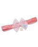 Bhoomi Collection Glittered Bow Applique & Pom Pom Detailed Headband - Peach