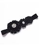 Bhoomi Collection Rhinestone & Pearl Embellished Floral Applique Detailed Headband - Black