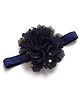 Bhoomi Collection Dots Printed Floral Applique Detailed Headband - Navy Blue