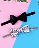 Bhoomi Collection Set Of 2 Sequins Embellished Bow Applique Detailed Headbands - Black & Silver