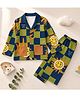POP STREET KIDS Cotton Blend Knit Full Sleeves Checked & Smiley Printed Coordinating Shirt & Pajama Night Suit - Multi Colour