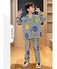POP STREET KIDS Cotton Blend Knit Full Sleeves Abstract & Smiley Printed Coordinating Shirt & Pajama Night Suit - Multi Colour