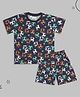 Sheer Love Cotton Jersey Knit Half Sleeves Football Printed Coordinating Tee & Shorts Night Suit - Navy Blue