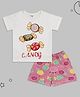 Sheer Love Cotton Jersey Half Sleeves Candies Printed Tee & Shorts Night Suit - White