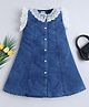 Bright Stars KIDSWEAR Denim Woven Frill Sleeves Lace Detailed Dress - Blue