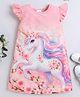 Bright Stars KIDSWEAR Knitted Knit Frill Sleeves Unicorn Printed Dress - Pink