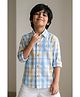 Tales & Stories Cotton Knit Full Sleeves Checked Shirt - Blue