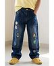 Tales & Stories Denim Washed Camping Theme Patch Detailed Jeans - Dark Blue