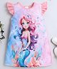 Bright Stars KIDSWEAR Knitted Knit Frill Sleeves Mermaid Printed Dress - Multi Colour