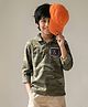 Tales & Stories Cotton Knit Full Sleeves Camouflage Printed Shirt - Olive Green