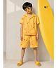 Tales & Stories Cotton Knit Half Sleeves Bananas Printed Coordinating Shirt & Shorts Set - Yellow