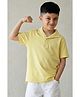 Tales & Stories Cotton Knit Half Sleeves Brand Logo Embroidered Polo Tee - Yellow