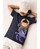 Tales & Stories Cotton Knit Half Sleeves Sea Life Printed Tee - Navy Blue
